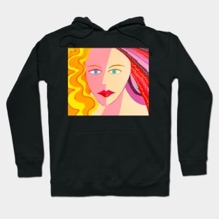 Lady with Red Lips and Blue Eyes - My Original Art Hoodie